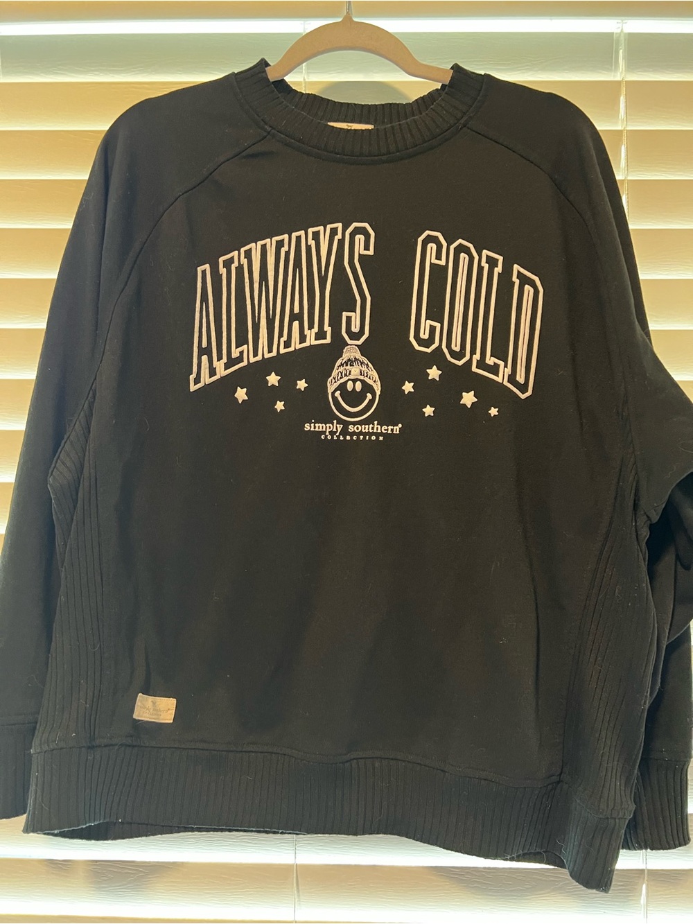 Simply Southern Black 'Always Cold' Crewneck Sweatshirt